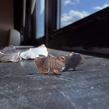 Load image into Gallery viewer, Silver gingko leaf earrings