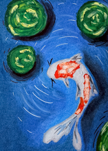 Load image into Gallery viewer, Koi Pond Oil Pastel Art Print | 5x7 Japanese-Inspired Wall Art