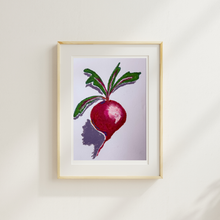 Load image into Gallery viewer, Framed artwork of a stylized beetroot on a light background
