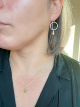 Load image into Gallery viewer, Handcrafted sterling silver circle earrings with freshwater pearls by Mara James
