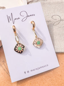 Green Sun Earrings