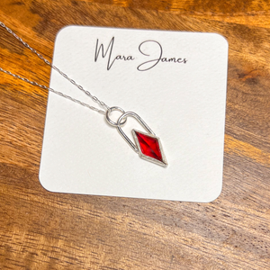 Garnet Star Necklace, Sterling Silver