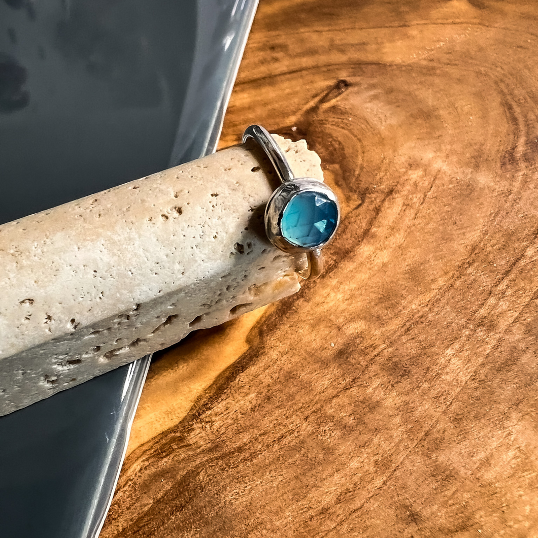 Blue Topaz Chalcedony Ring, Sterling Silver