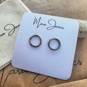 Textured Circle Stud, Sterling Silver