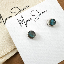 Load image into Gallery viewer, Small Classic Labradorite Studs, Sterling Silver
