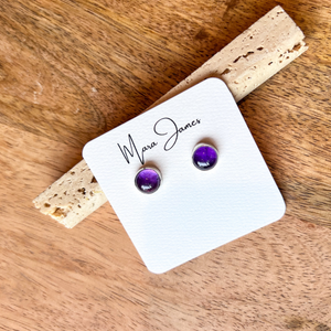 Violet, Classic Amethyst Stud,  Sterling Silver Earring