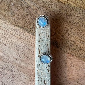 Aurora Moonstone Stud,  Sterling Silver