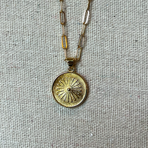 Sun Medallion Necklace- Gold Filled