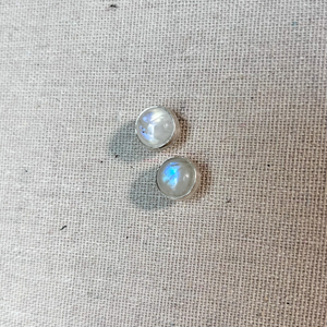 Luna, Classic Moonstone Stud,  Sterling Silver Earring