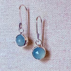 Blue Topaz Chalcedony Earrings, Sterling Silver