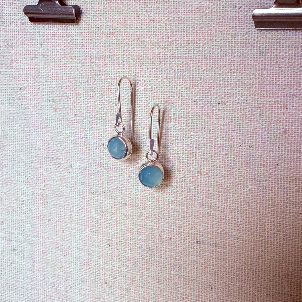 Blue Topaz Chalcedony Earrings, Sterling Silver