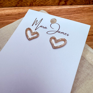 Pave Heart Stud Earrings