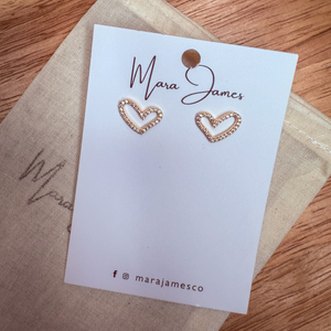 Pave Heart Stud Earrings