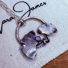 Load image into Gallery viewer, Gingko Leafs and Moonstone Necklace, Sterling Silver
