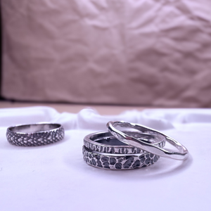 Textured Stackable Rings, Sterling Silver