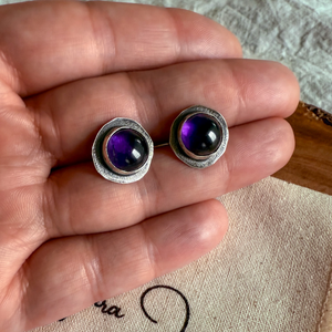 Royal Amethyst Stud,  Sterling Silver Earring