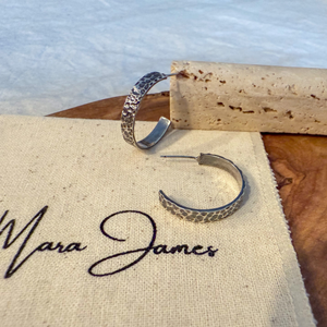 Textured Hoops, Sterling Silver