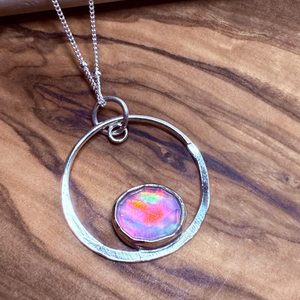 Aurora Opal Necklace, Sterling Silver