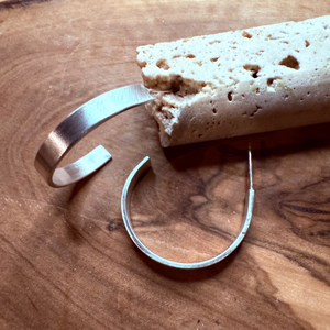 Modern Brushed Hoops, Sterling Silver