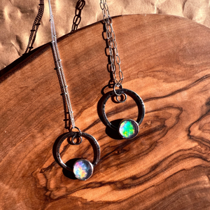 Aurora Opal Orbit Necklace, Sterling Silver