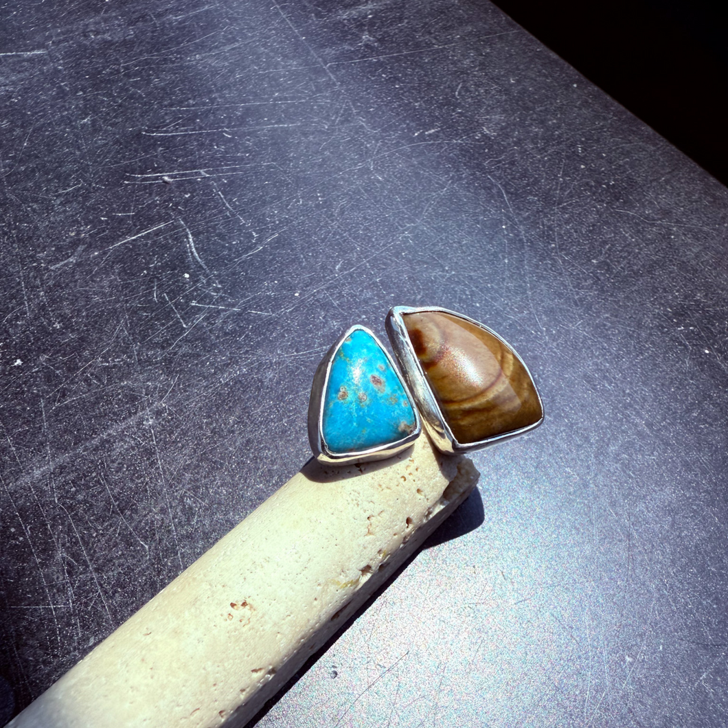 Desert Duo Ring, Sterling Silver Size 7.5