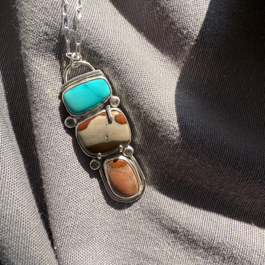 Up Trio Necklace, Sterling Silver