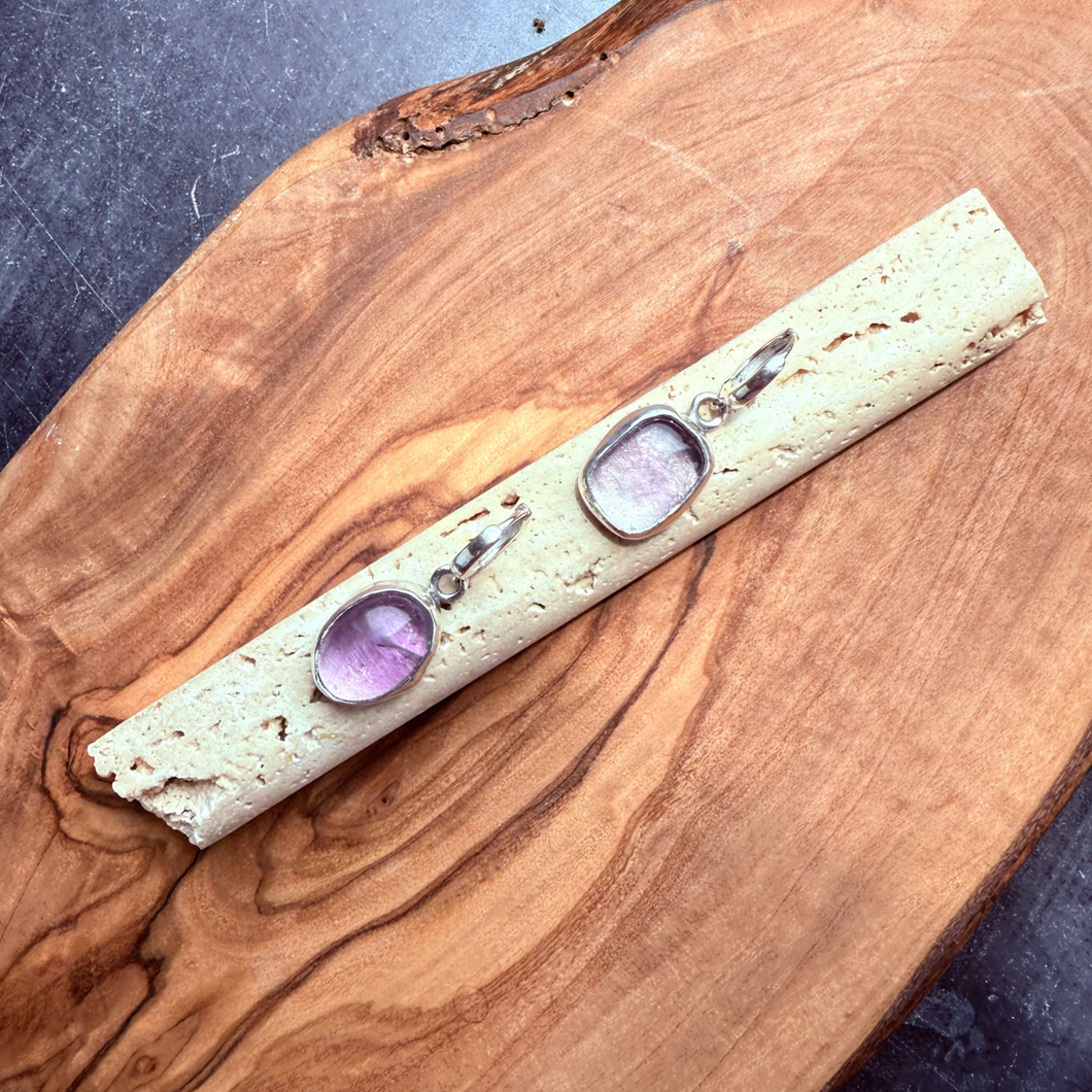 Amethyst Drops,  Sterling Silver Earring