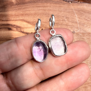 Amethyst Drops,  Sterling Silver Earring