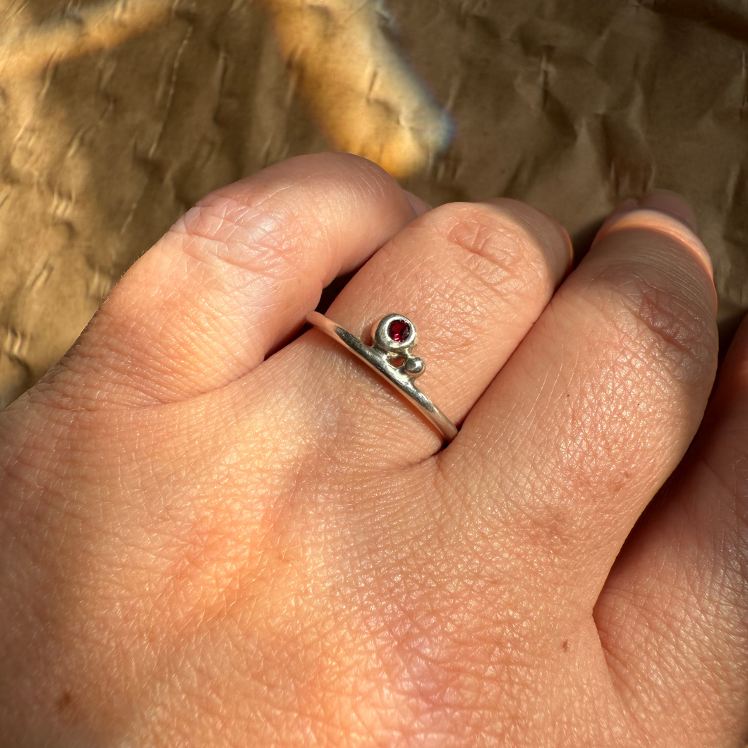 Wisper Ring, September- Lab Created Pink Tourmaline, Sterling Silver