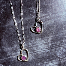 Load image into Gallery viewer, Ruby Sheen Sapphire Heart Necklace – Sterling Silver
