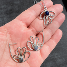 Load image into Gallery viewer, Sterling Silver Organic Form Necklace with Faceted Sapphire
