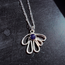 Load image into Gallery viewer, Sterling Silver Organic Form Necklace with Faceted Sapphire
