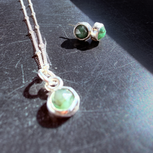 Load image into Gallery viewer, Sterling Silver Natural Emerald Stud Earrings (6 mm Cabochon)
