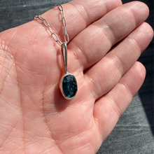 Load image into Gallery viewer, Sterling Silver Kyanite Necklace – Oval Gemstone Pendant, 20&quot; Paperclip Chain
