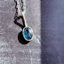 Load image into Gallery viewer, Sterling Silver Kyanite Necklace – Oval Gemstone Pendant, 20&quot; Paperclip Chain
