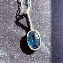 Load image into Gallery viewer, Sterling Silver Kyanite Necklace – Oval Gemstone Pendant, 20&quot; Paperclip Chain
