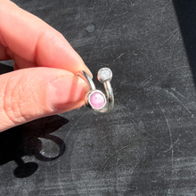 Load image into Gallery viewer, MADE TO ORDER Sterling Silver Adjustable Rings – Ruby Sheen Sapphire &amp; Cubic Zirconia Duo
