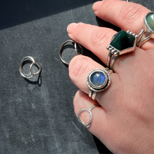 Load image into Gallery viewer, Sterling Silver Labradorite Statement Ring – Double Band
