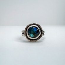 Load image into Gallery viewer, Sterling Silver Labradorite Statement Ring – Double Band

