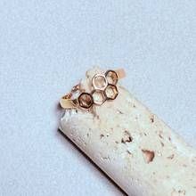 Load image into Gallery viewer, Honeycomb Ring, Adjustable Gold Plated
