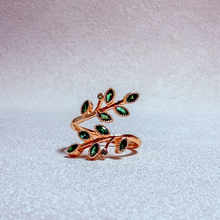 Load image into Gallery viewer, Green Leaf Ring – Adjustable Gold-Plated
