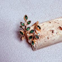 Load image into Gallery viewer, Green Leaf Ring – Adjustable Gold-Plated
