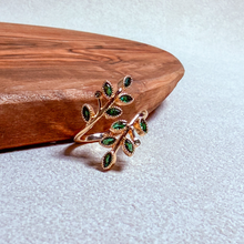 Load image into Gallery viewer, Green Leaf Ring – Adjustable Gold-Plated
