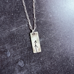 Artisan sterling silver symbolic necklace on link chain