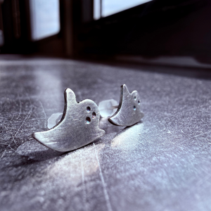 Spooky cute sterling silver ghost earrings.