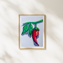 Load image into Gallery viewer, Crimson Heat – Red Pepper Oil Pastel Fine Art Print
