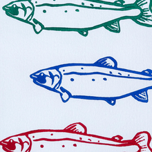 Load image into Gallery viewer, Trio of Trout Linocut Print – 5x7 Archival Art Print
