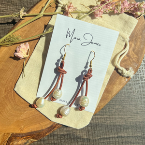 Leather & Pearl Earrings