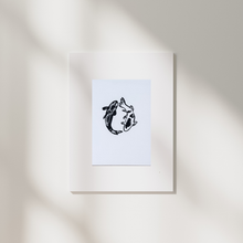 Load image into Gallery viewer, Framed artwork with two black ink drawings of fish on a light background
