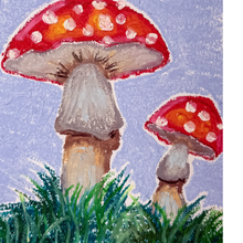 Load image into Gallery viewer, Mushroom Oil Pastel Art Print | 5x7 Woodland Wall Art

